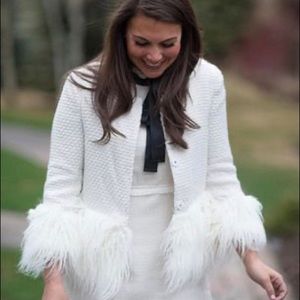 White Tweed Fur Trim Jacket